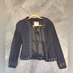 L'AGENCE Navy Textured Women's Blazer